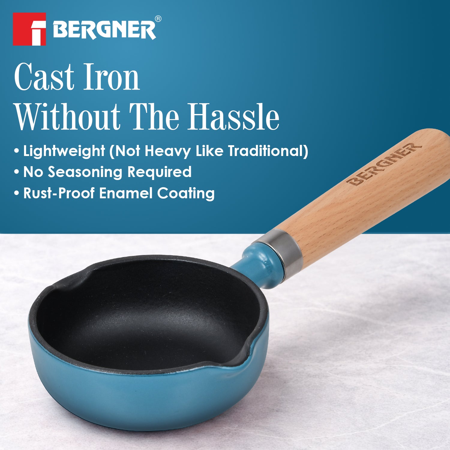 Excalibur Light Cast Iron 12cm / 200ml Tadkapan - Induction Bottom, Blue