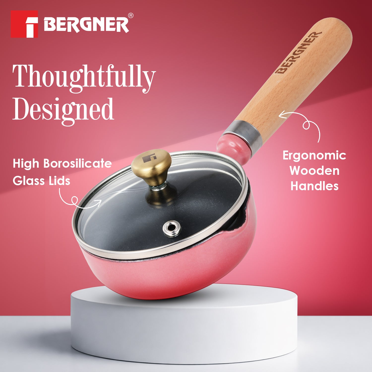 Excalibur Light Cast Iron 12cm / 200ml Tadkapan with Lid - Induction Bottom, Pink