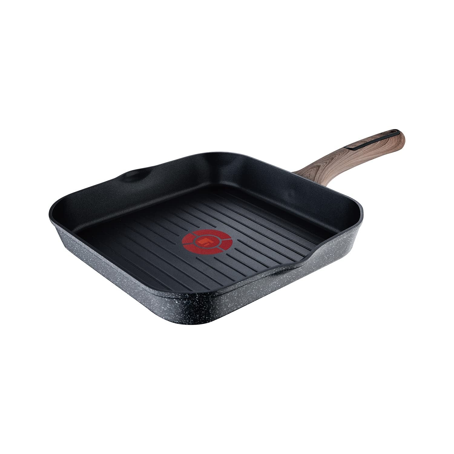 Bergner Ultimate ILag Marble Non-Stick Grillpan, 28 cm, Induction Base, Wooden Soft Touch Handle, Thickness 3.5mm (Grey)