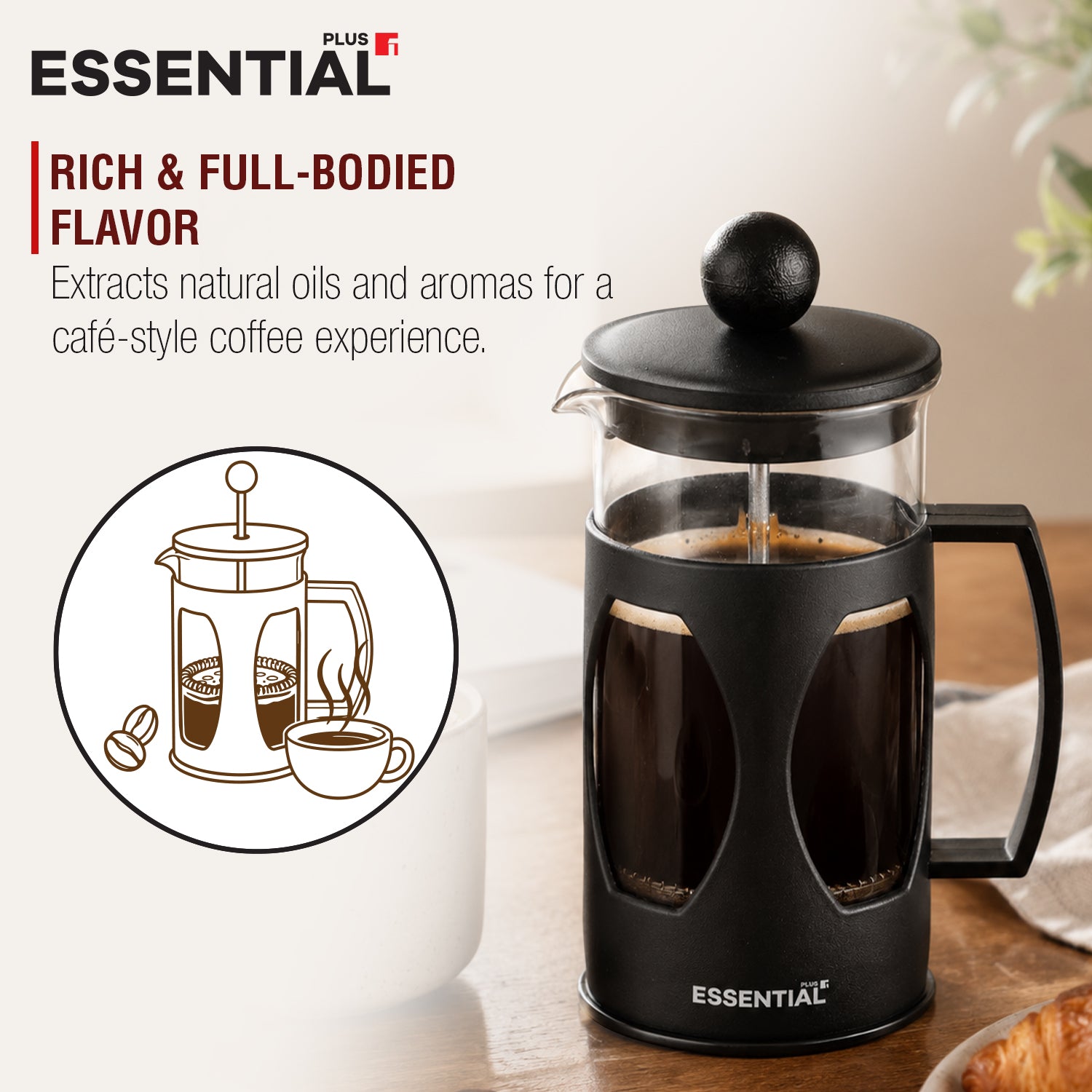 Essential Plus Borosilicate Glass 350 ml Coffee Plunger