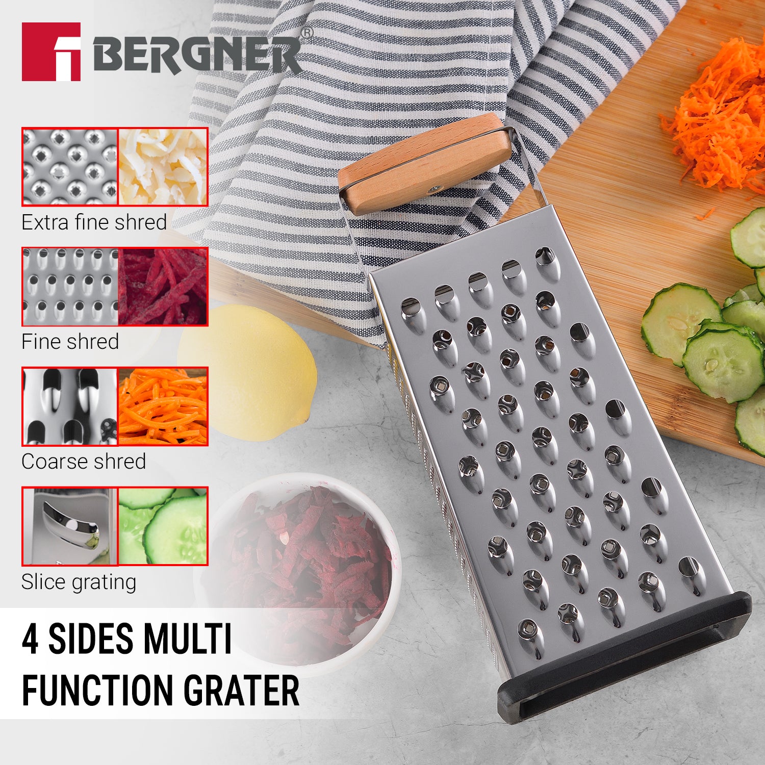 Naturally Stainless Steel 4 Sides Multi Function Grater
