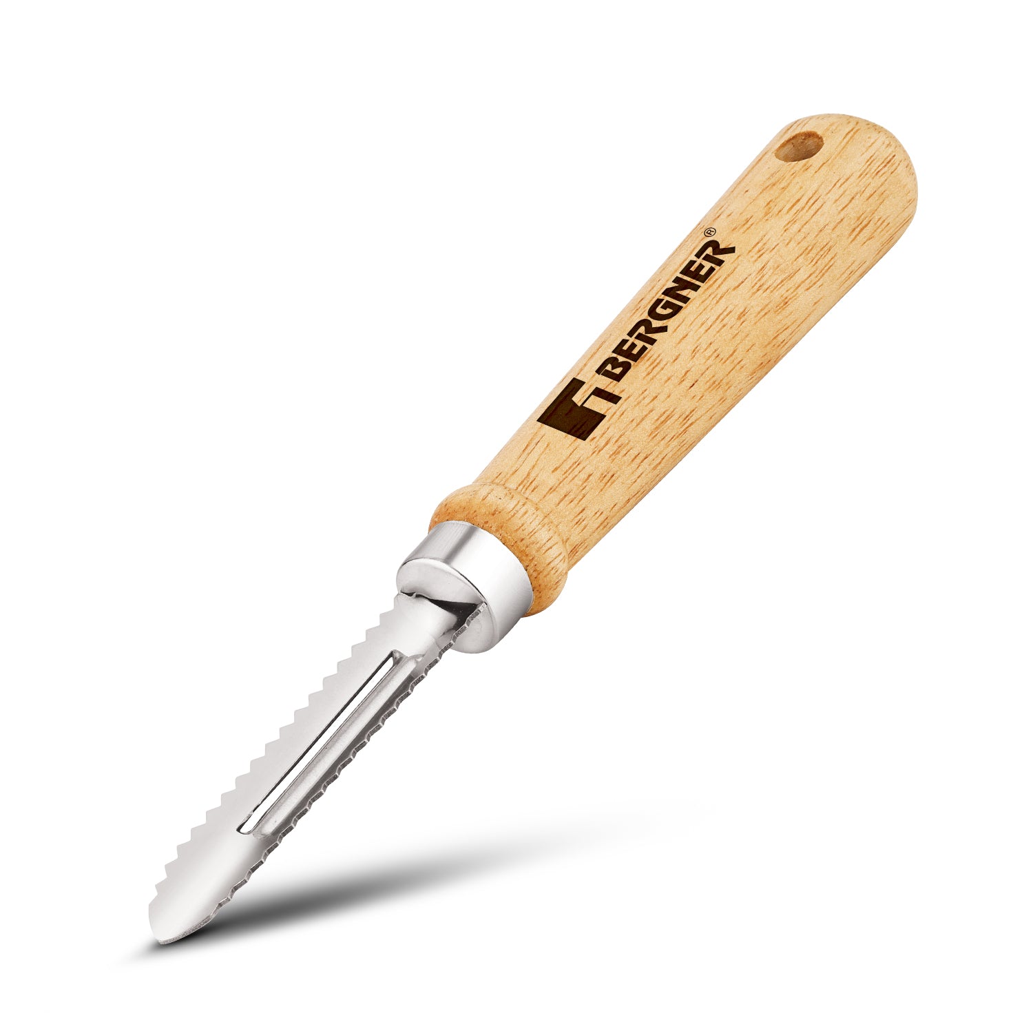 Essential Plus Stainless Steel Peeler with Wood Handle