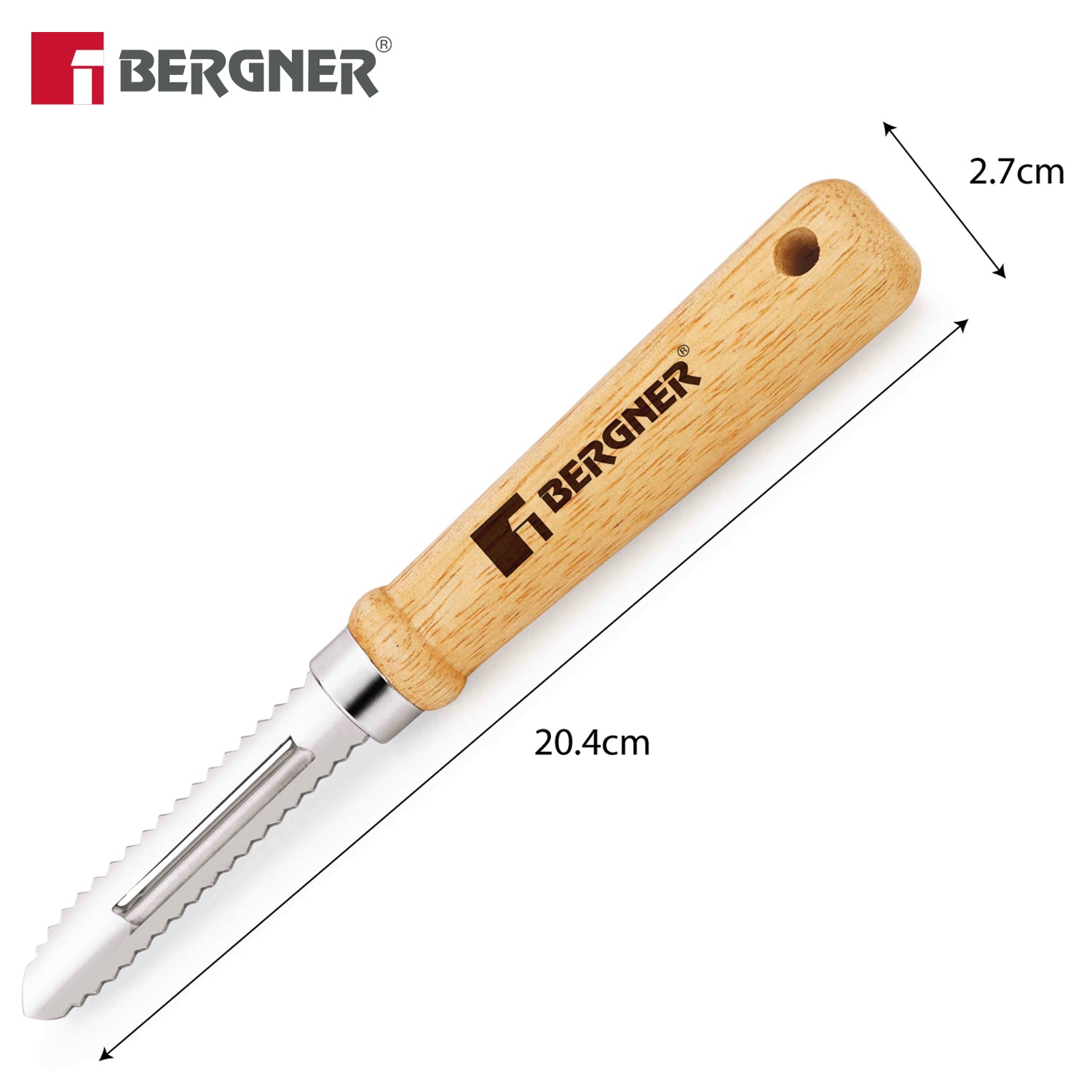 Essential Plus Stainless Steel Peeler with Wood Handle