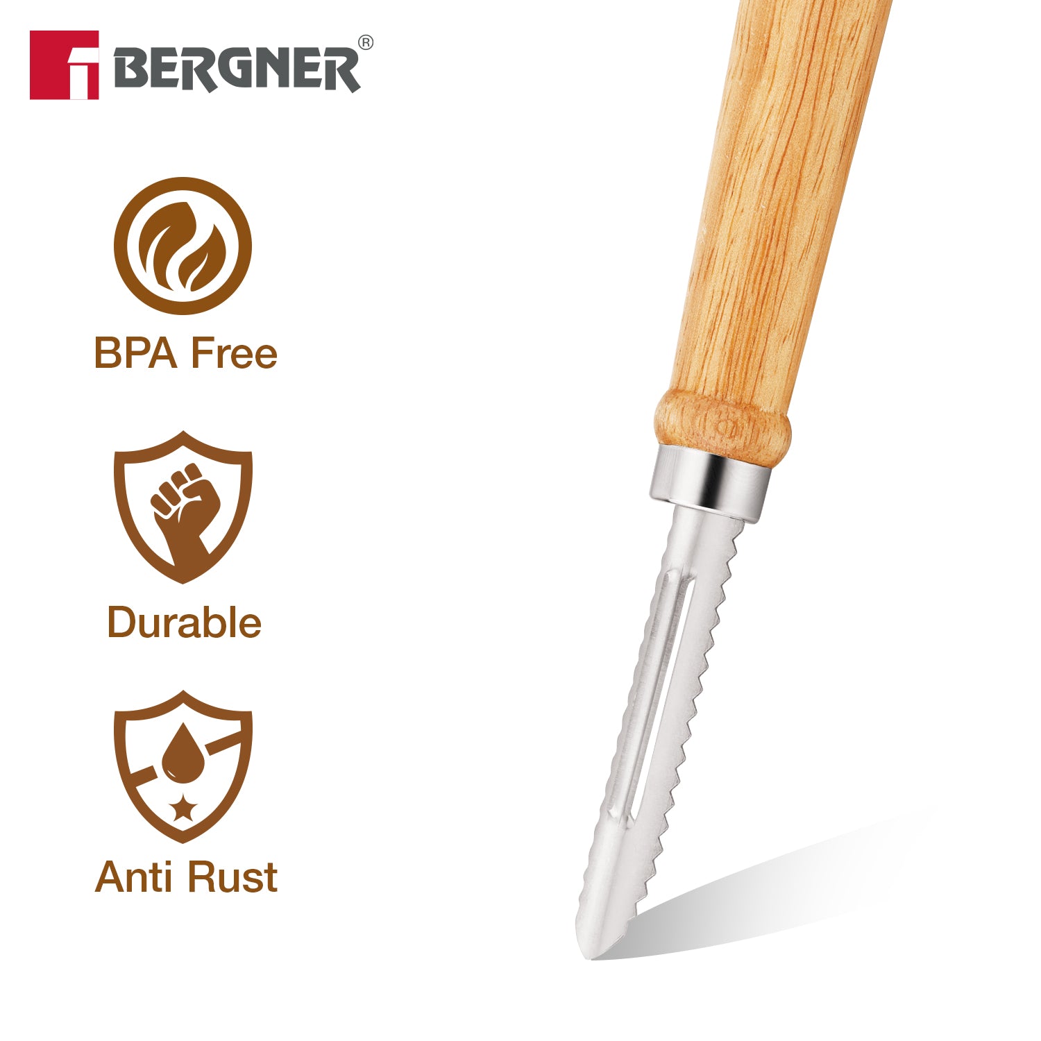 Essential Plus Stainless Steel Peeler with Wood Handle