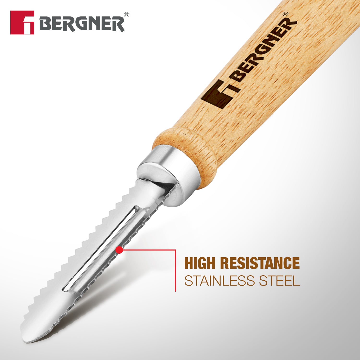 Essential Plus Stainless Steel Peeler with Wood Handle