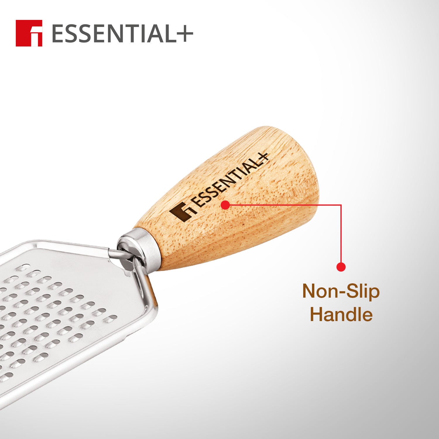 Essential Plus Stainless Steel Grater with Wooden Handle