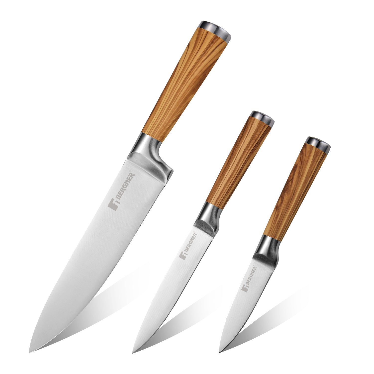 Bergner Olive Garden Stainless Steel 3 Pcs Knife Set, Ideal for Cutting, Dicing, Slicing etc