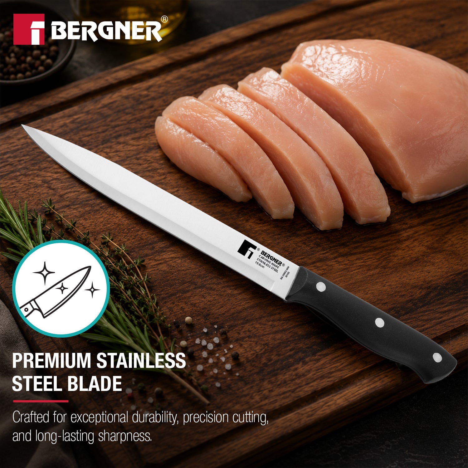 Essential Plus Stainless Steel Carving Knife 19.8cm