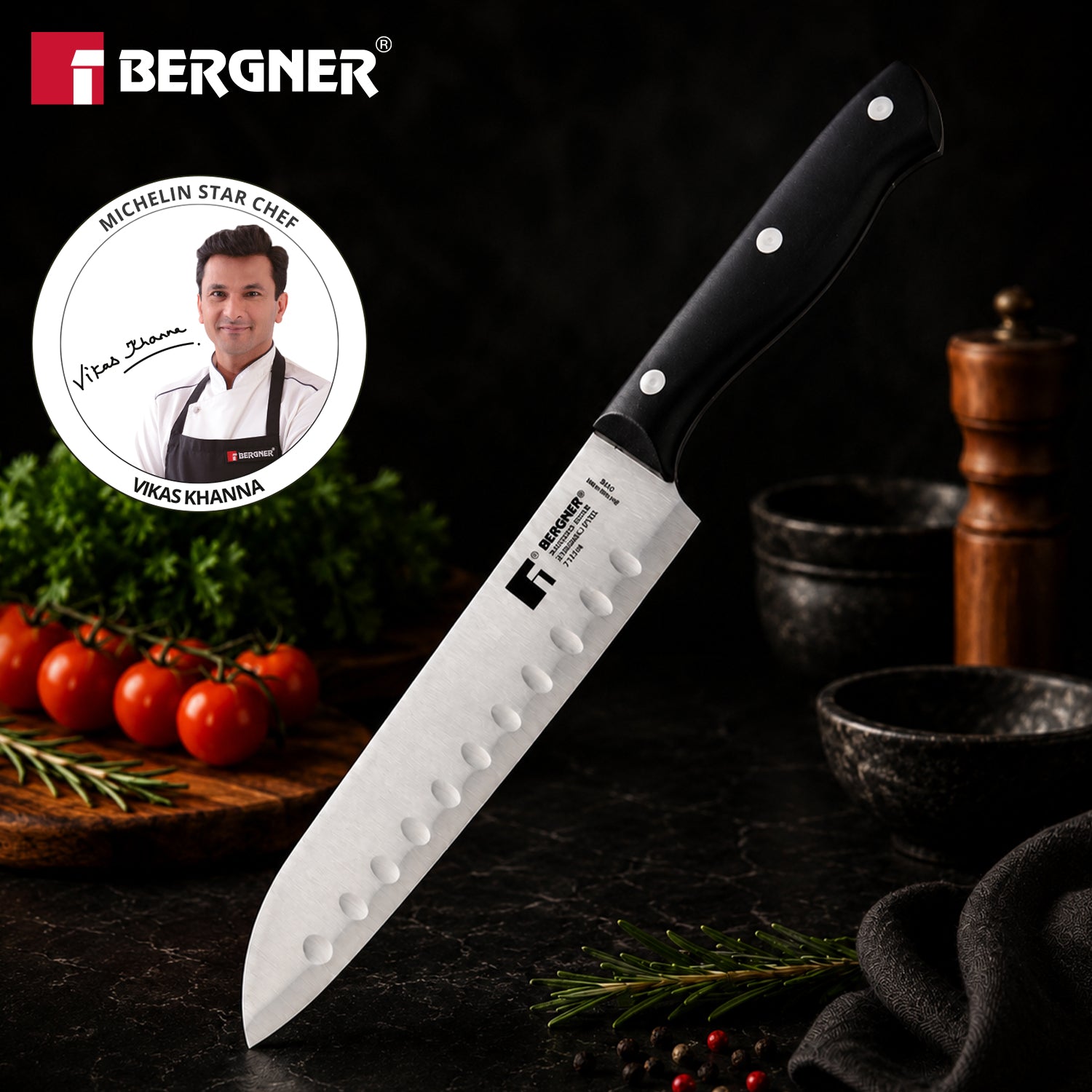 Essential Plus Stainless Steel Santoku Knife 17.5cm