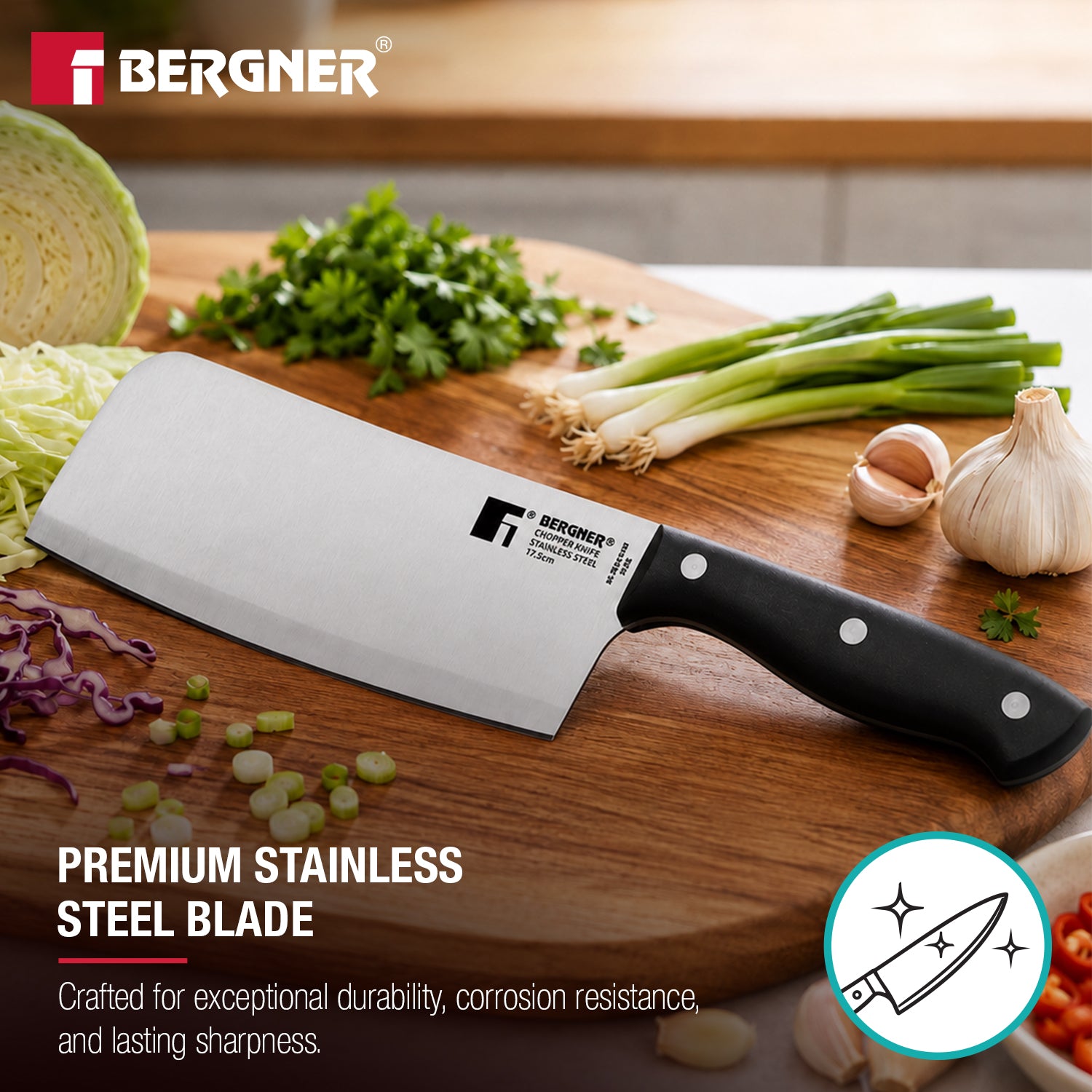 Essential Plus Stainless Steel Chopper Knife 17.5cm