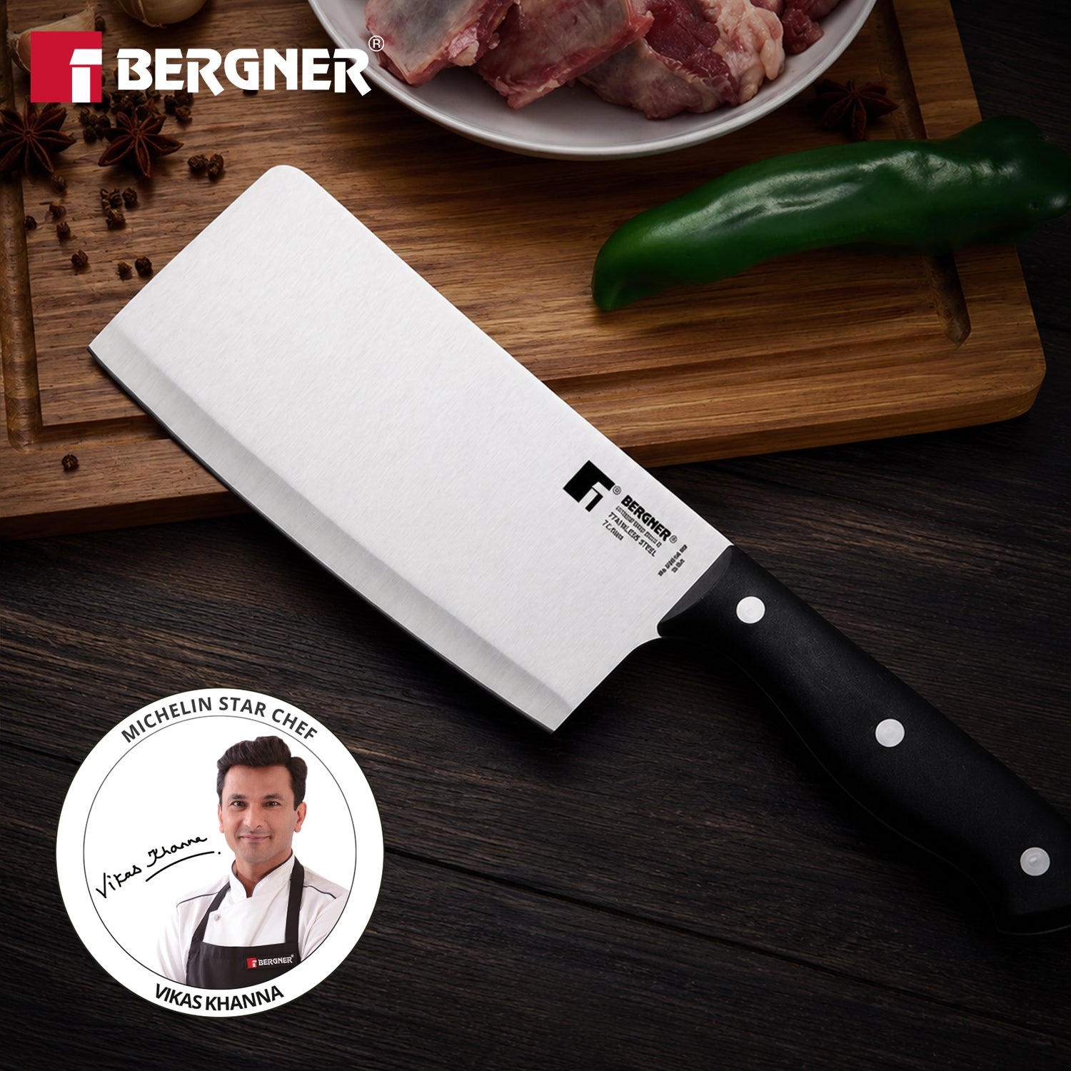 Essential Plus Stainless Steel Chopper Knife 17.5cm