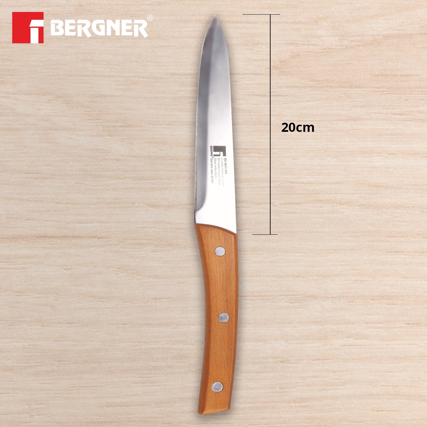 Natural Stainless Steel 20cm Slicer Kitchen Knife