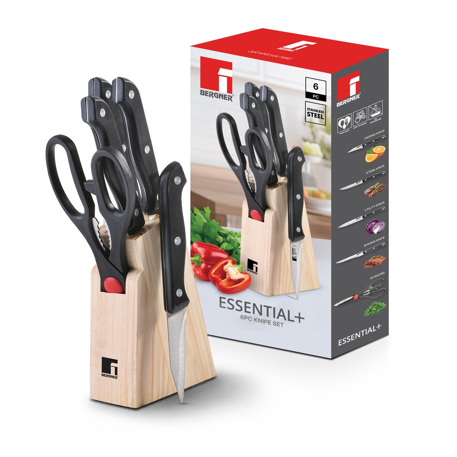 Essential Plus 6 Pcs Stainless Steel Knife Set