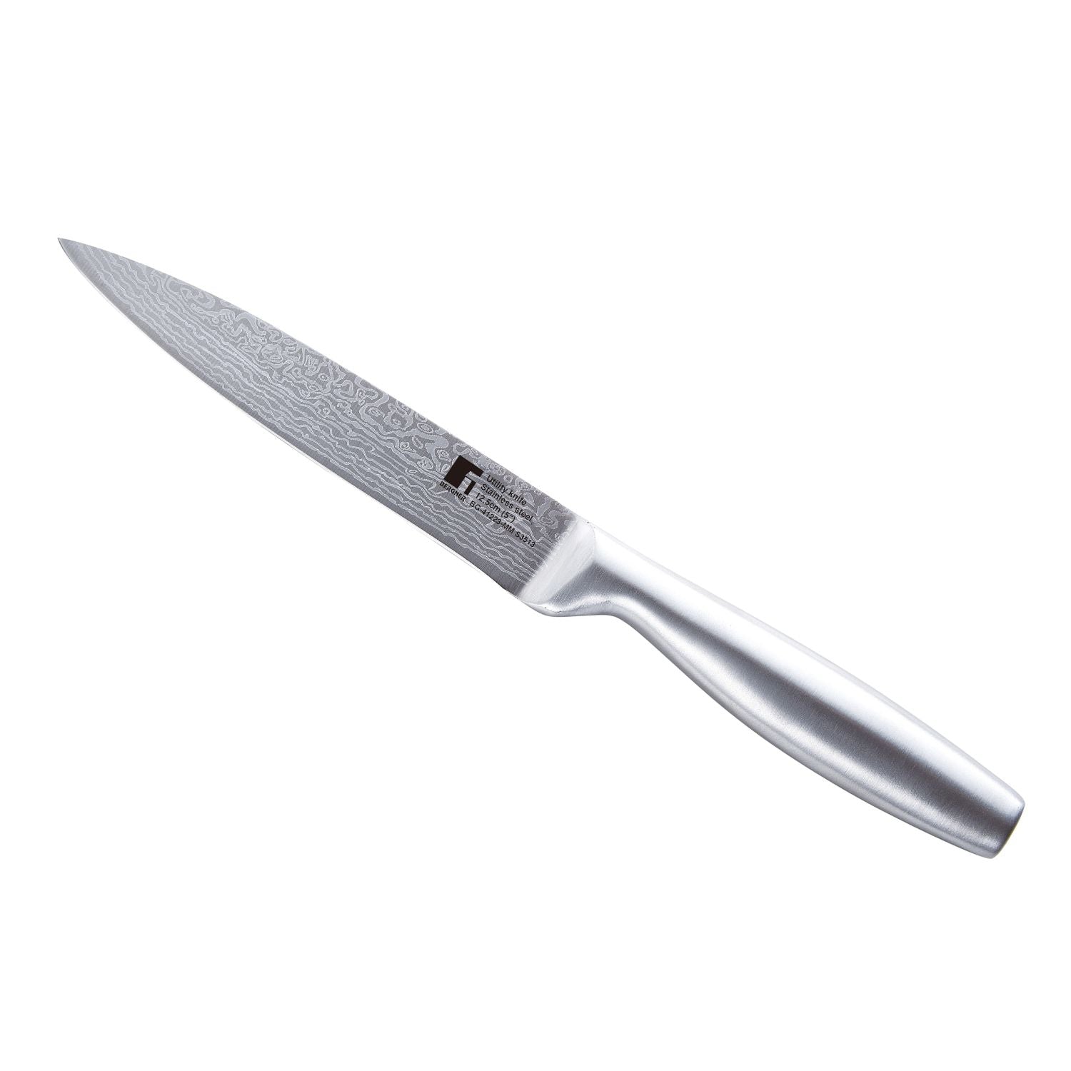 Bergner Argent Stainless Steel 12.5cm (5") Utility Knife with Stainless Steel Hollow Handle, Damascus Design