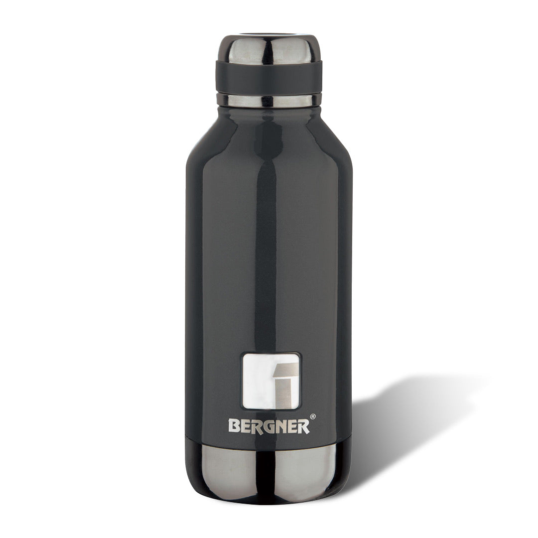 Bergner Walking Hydria Thermosteel Hot and Cold 500ml Flask, Double Walled Bottle - Black