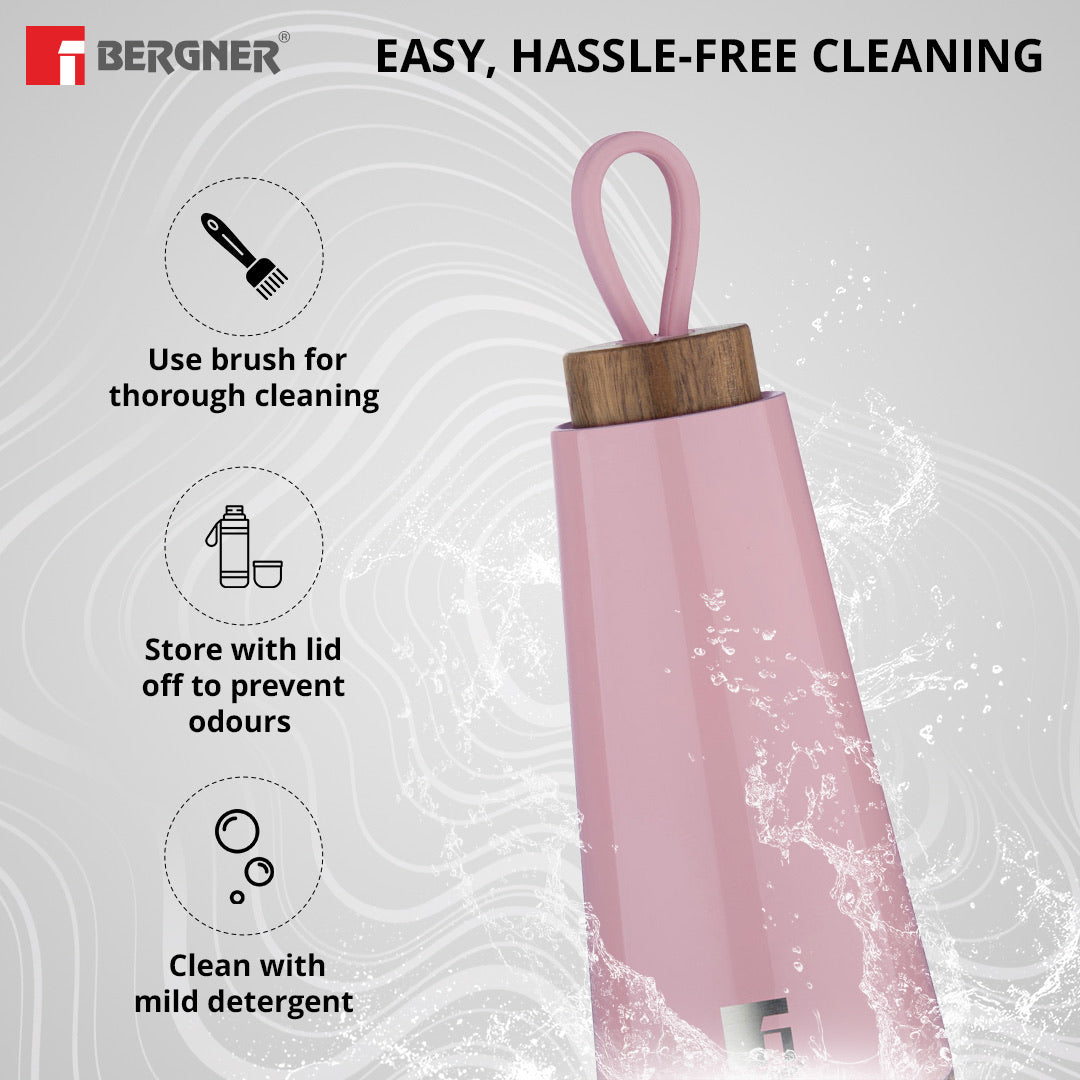 Bergner Walking Fairy Fountain Thermosteel Hot and Cold 500ml Flask, Double Walled Bottle - Pink