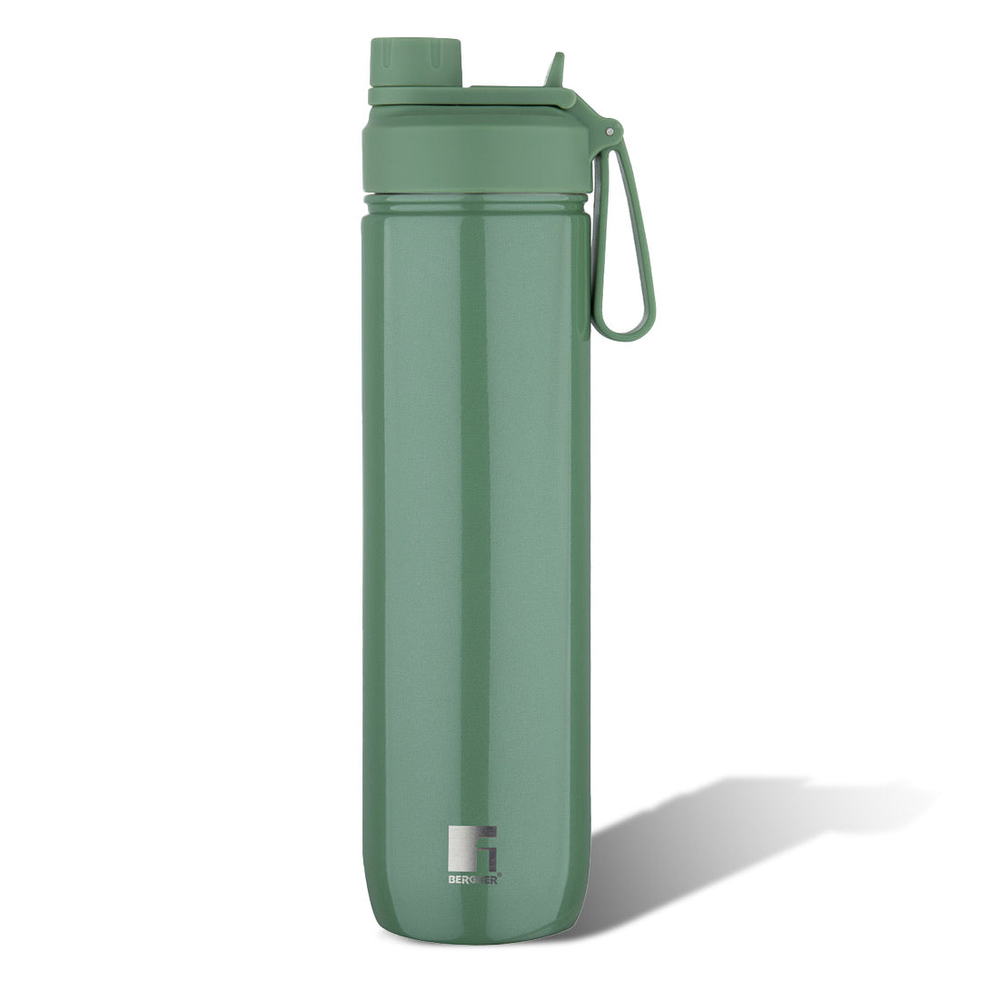 Bergner Walking SipMate Thermosteel Hot and Cold Bottle, 750ml Flask, Double Walled Bottle - Green