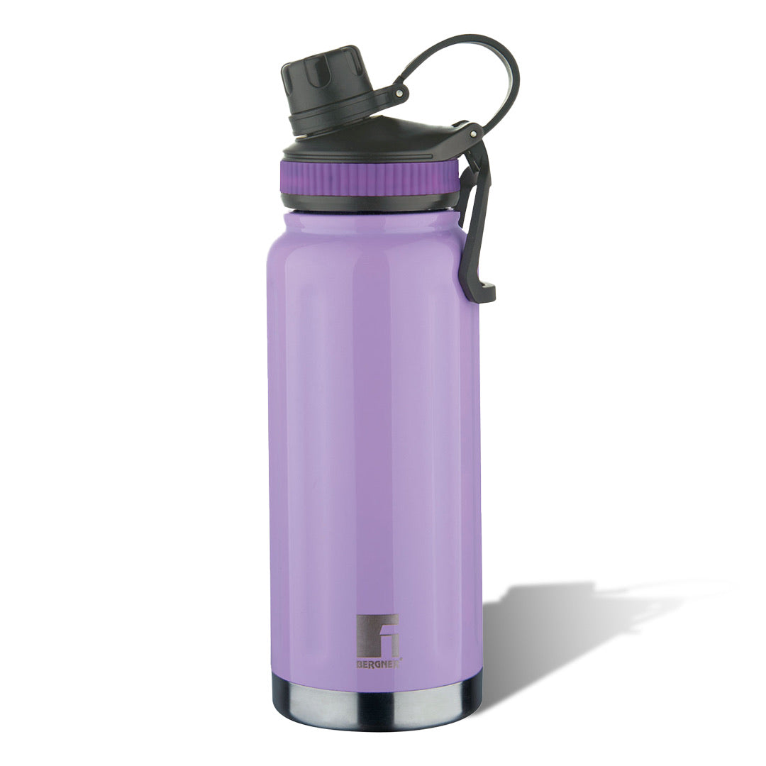 Bergner Walking AquaFit Thermosteel Hot and Cold 500ml Flask, Double Walled Bottle - Purple