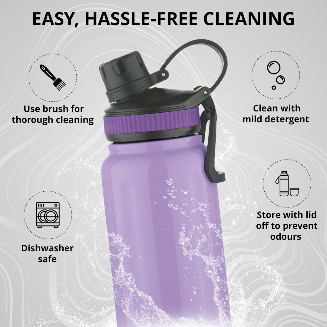 Bergner Walking AquaFit Thermosteel Hot and Cold 500ml Flask, Double Walled Bottle - Purple