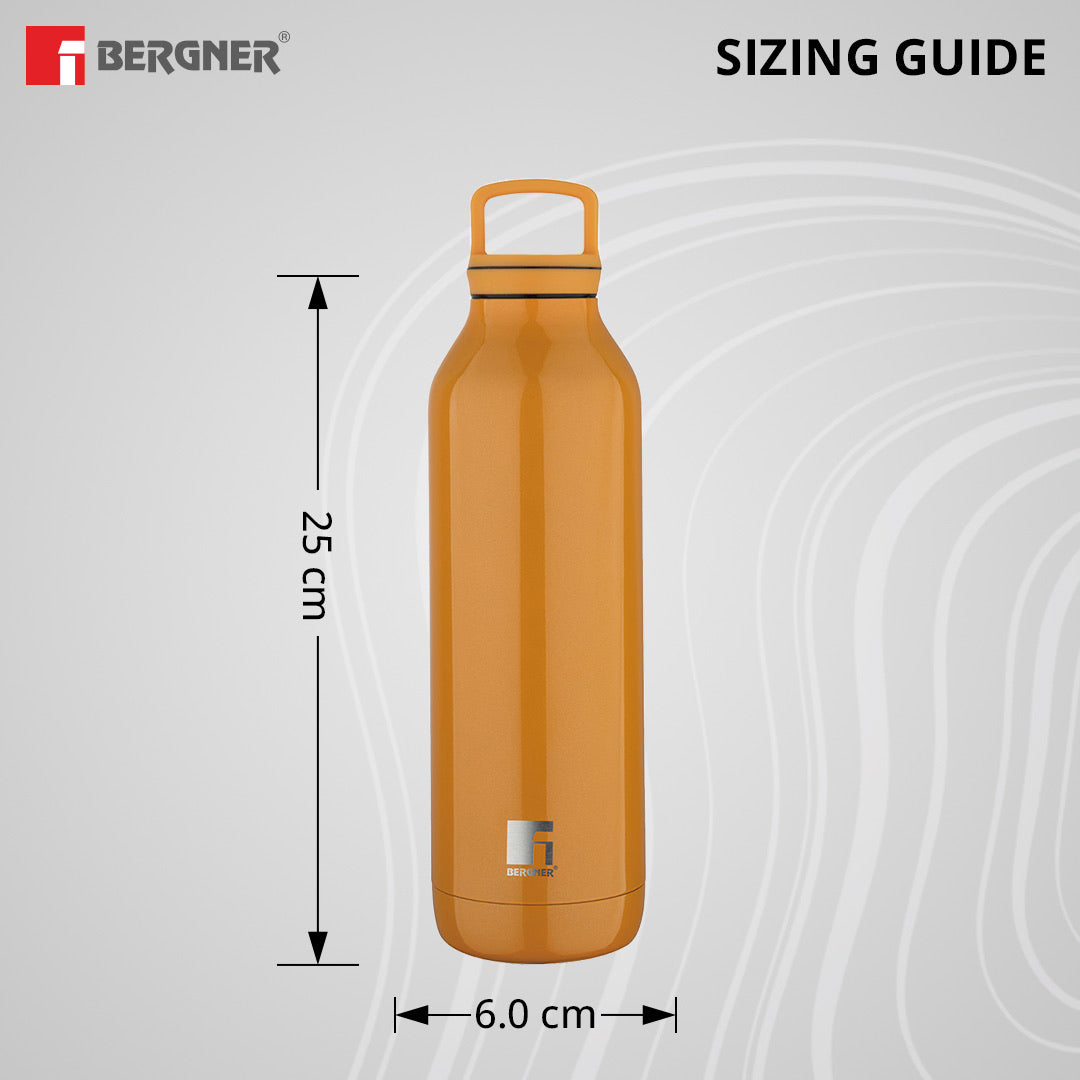 Bergner Walking Daisy Droplet Thermosteel Hot and Cold 525ml Flask, Double Walled Bottle - Orange