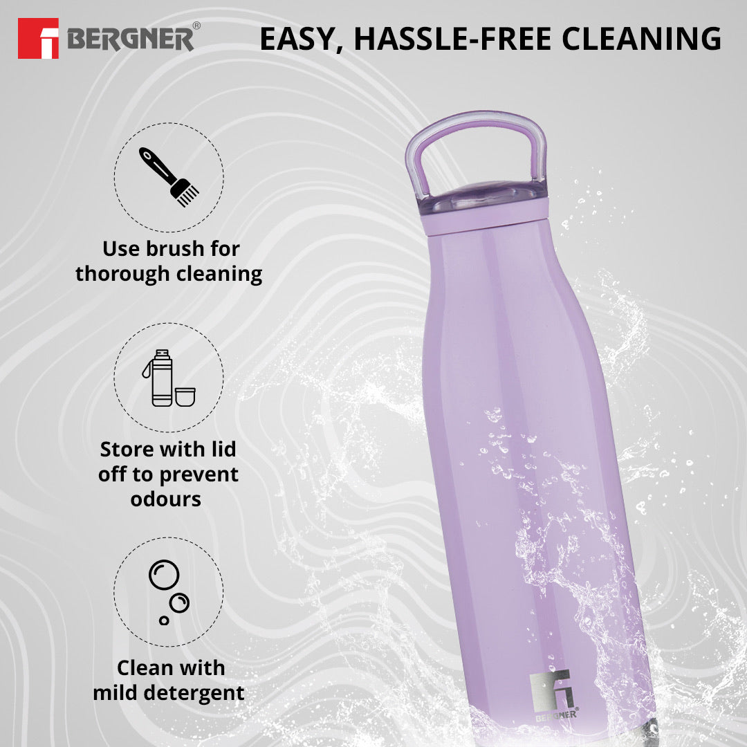 Bergner Walking Belle Blossom Thermosteel Hot and Cold 500ml Flask, Double Walled Bottle - Purple