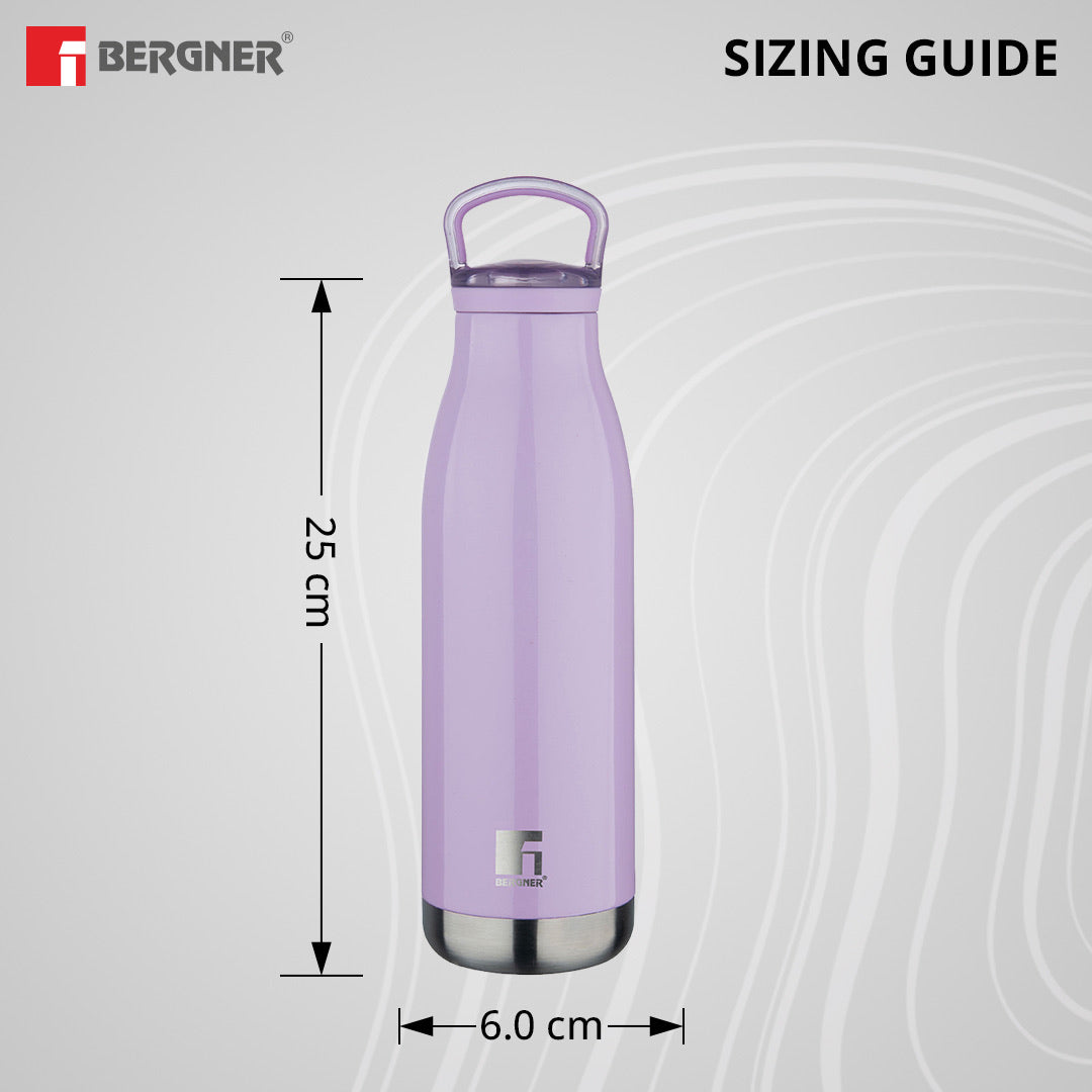 Bergner Walking Belle Blossom Thermosteel Hot and Cold 500ml Flask, Double Walled Bottle - Purple