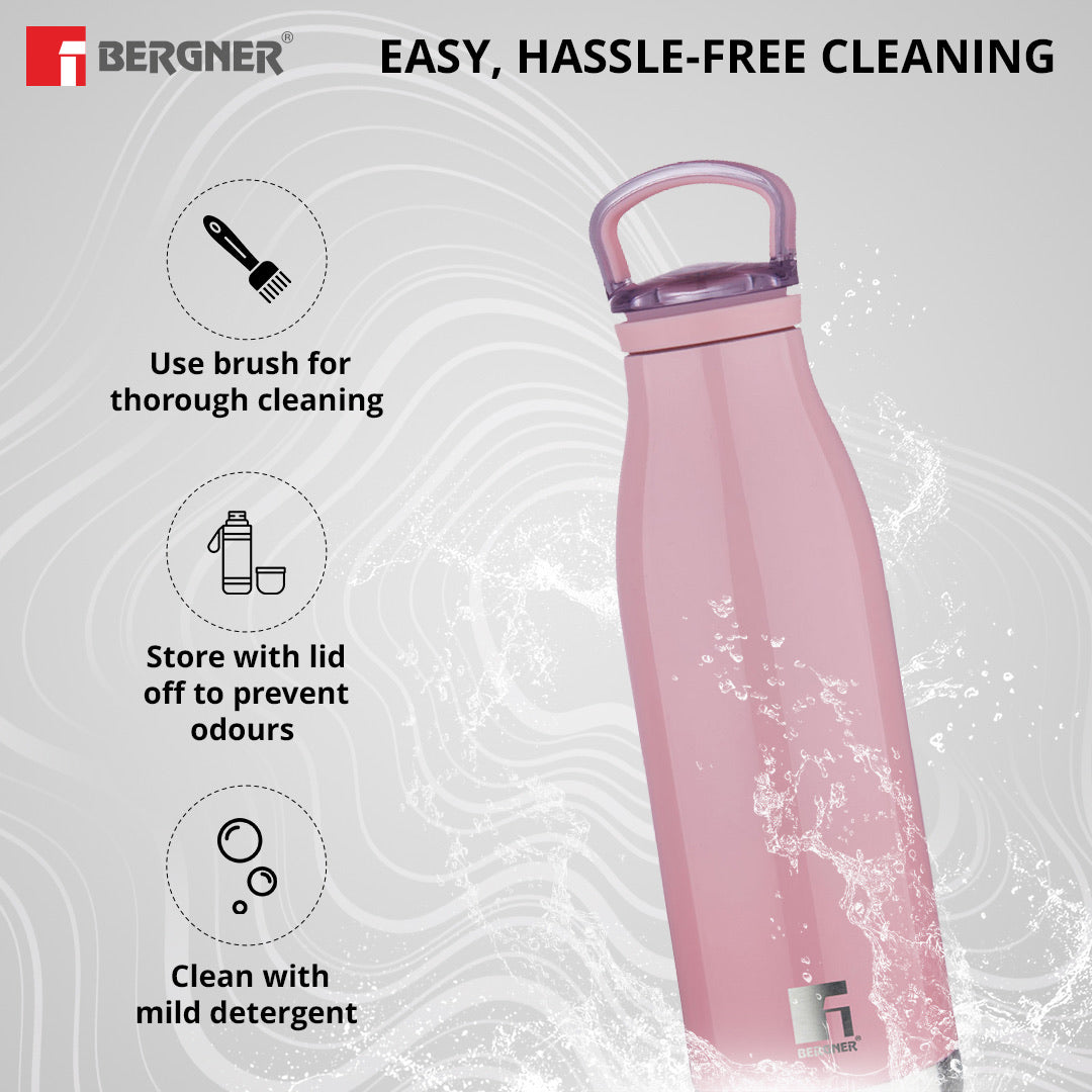 Bergner Walking Belle Blossom Thermosteel Hot and Cold 500ml Flask, Double Walled Bottle - Pink