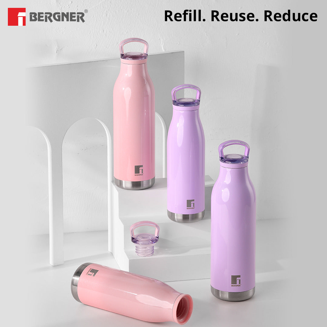 Bergner Walking Belle Blossom Thermosteel Hot and Cold 500ml Flask, Double Walled Bottle - Pink