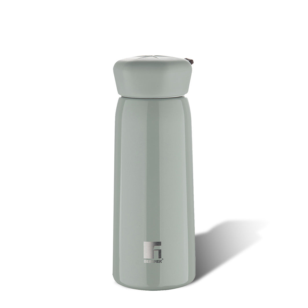 Bergner Walking LilyLuxe Thermosteel Hot and Cold 400ml Flask, Double Walled Bottle - Grey