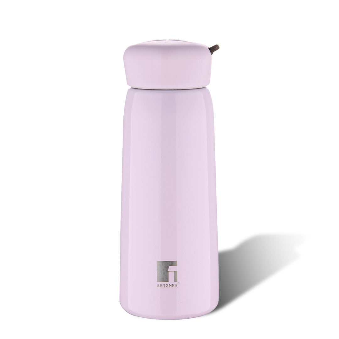 Bergner Walking LilyLuxe Thermosteel Hot and Cold 400ml Flask, Double Walled Bottle - Pink