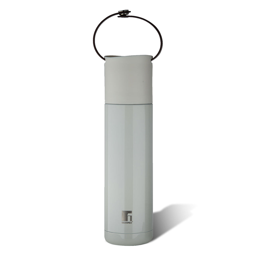 Bergner Walking Curv & Carry Thermosteel Hot and Cold 500ml Flask, Double Walled Bottle - White