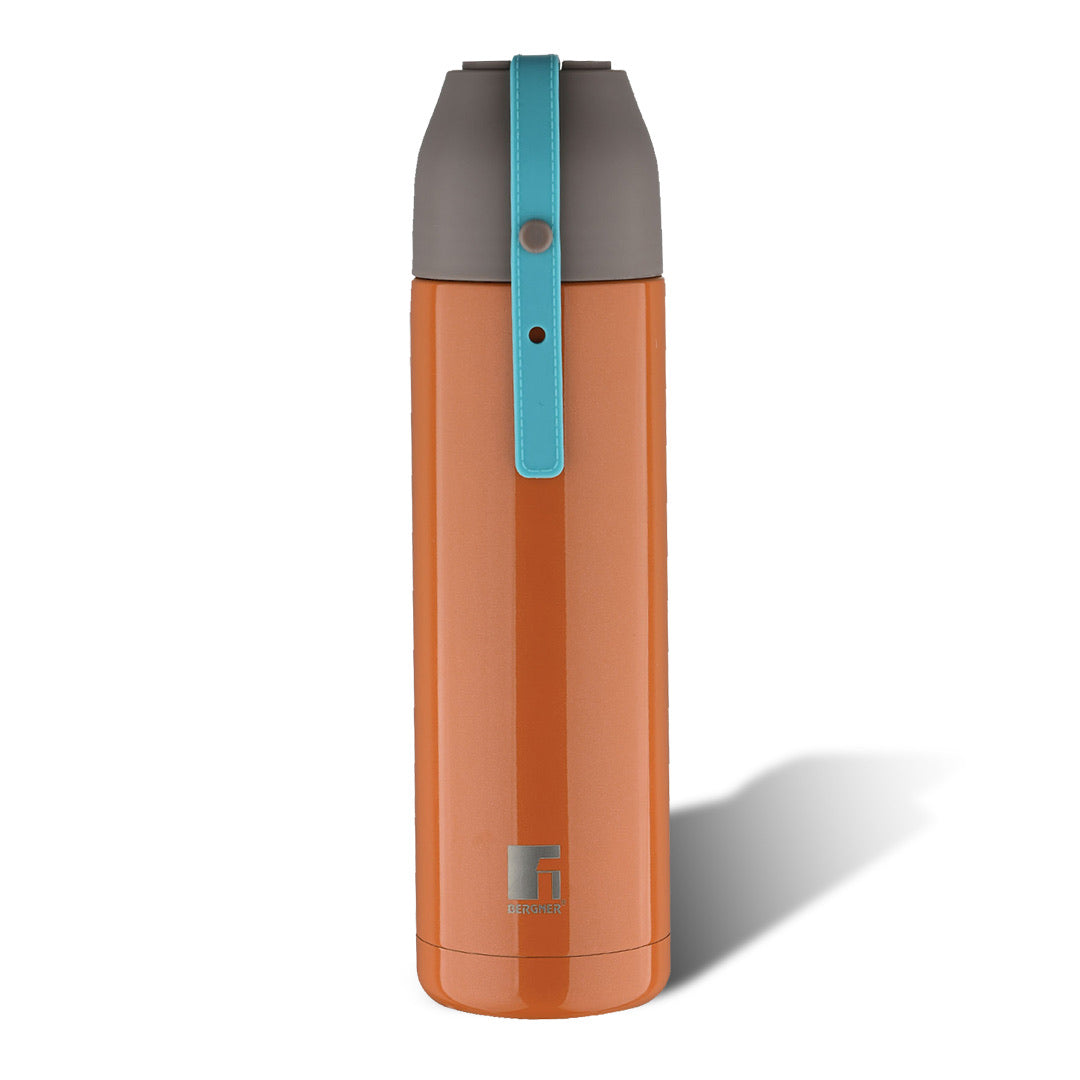 Bergner Walking Eleganza Thermosteel Hot and Cold 500ml Flask, Double Walled Bottle - Orange