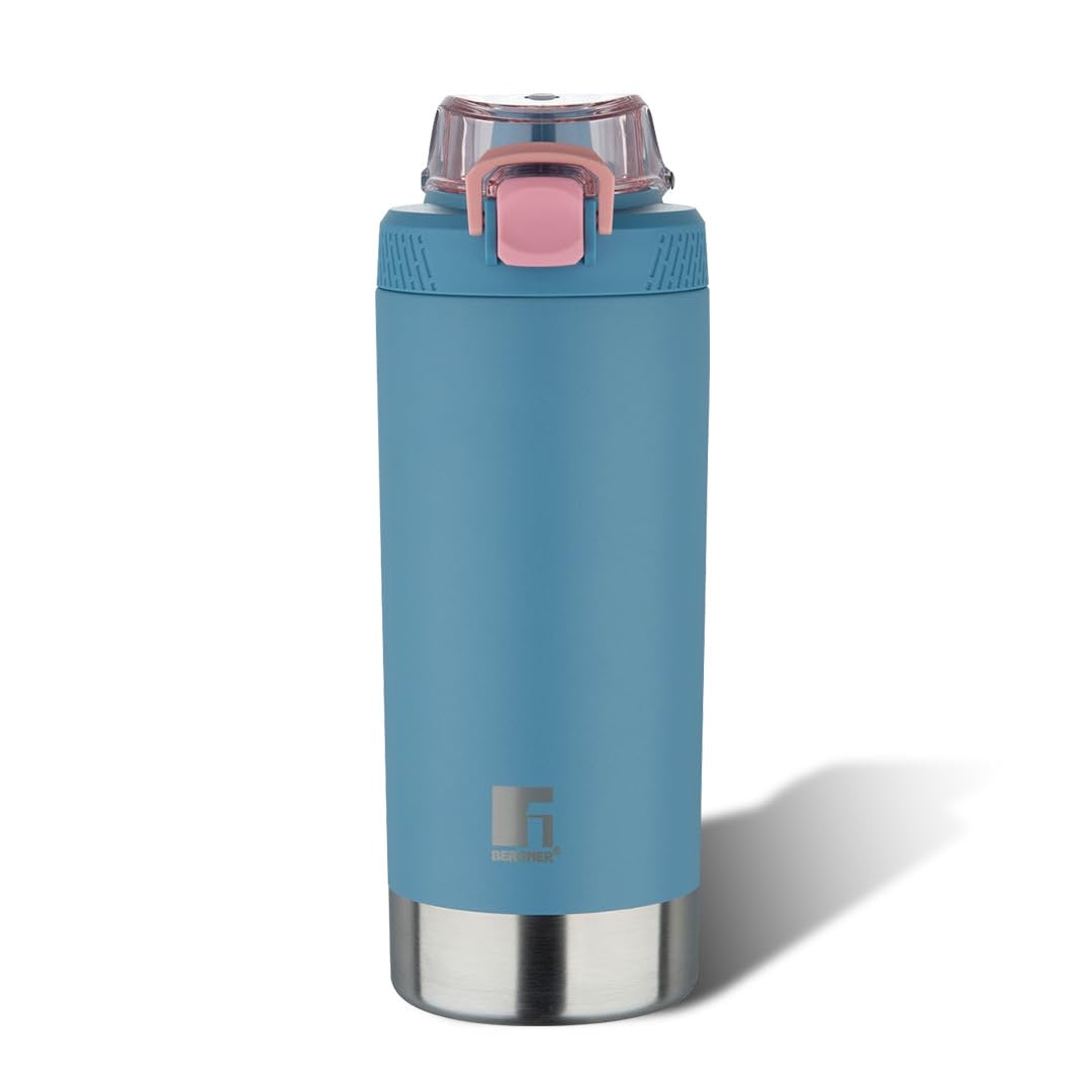 Bergner Walking Gymmate Alpha Thermosteel Hot and Cold Bottle, 720ml Flask, Double Walled Bottle - Light Blue