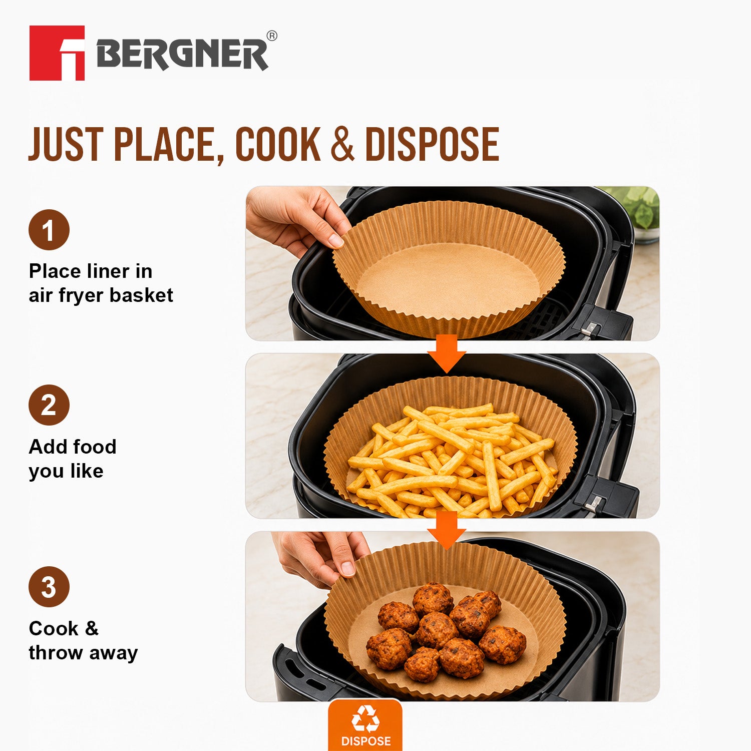 Essential Plus 50 Pcs  Round Air Fryer Tray Parchment Paper