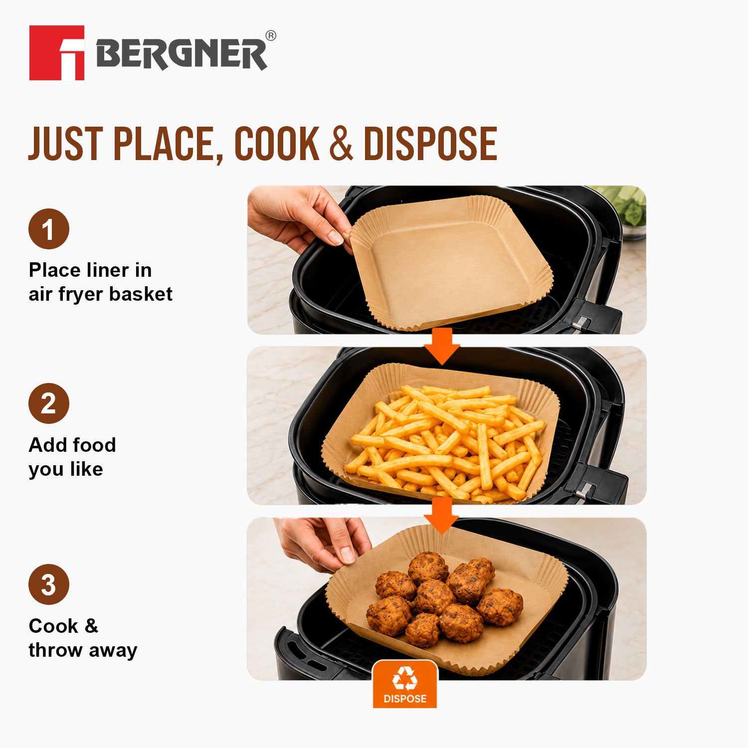 Essential Plus 100 Pcs Square Air Fryer Tray Parchment Paper