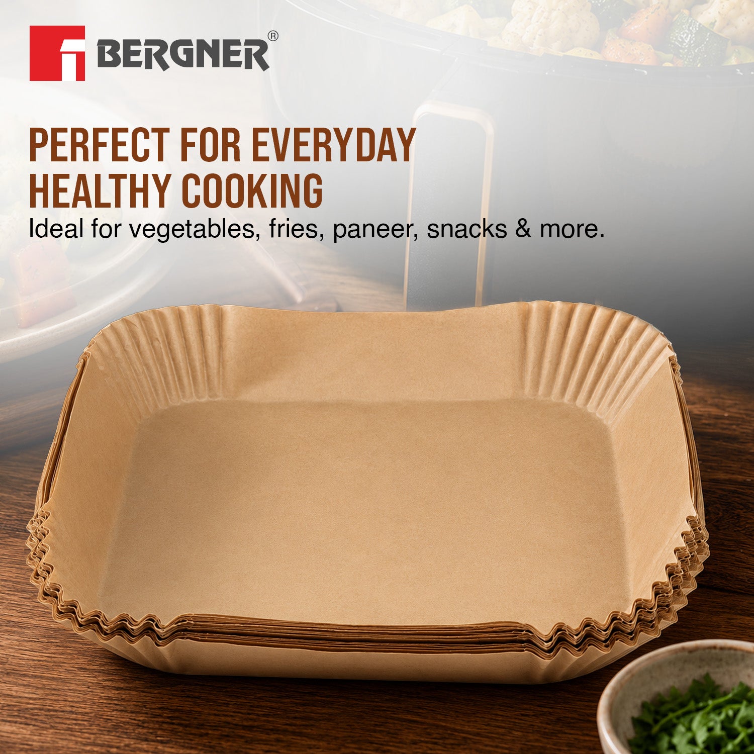 Essential Plus 100 Pcs Square Air Fryer Tray Parchment Paper