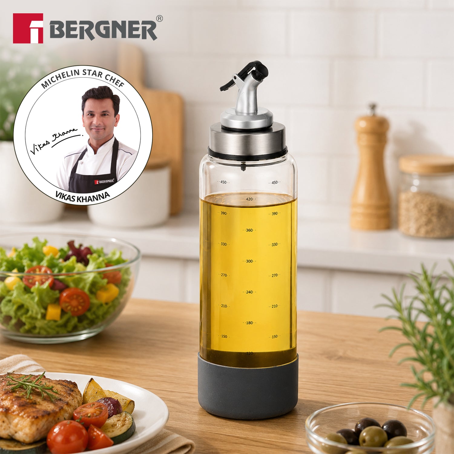 Borosilicate Glass Oil Dispenser (500ml) with Spout Pour
