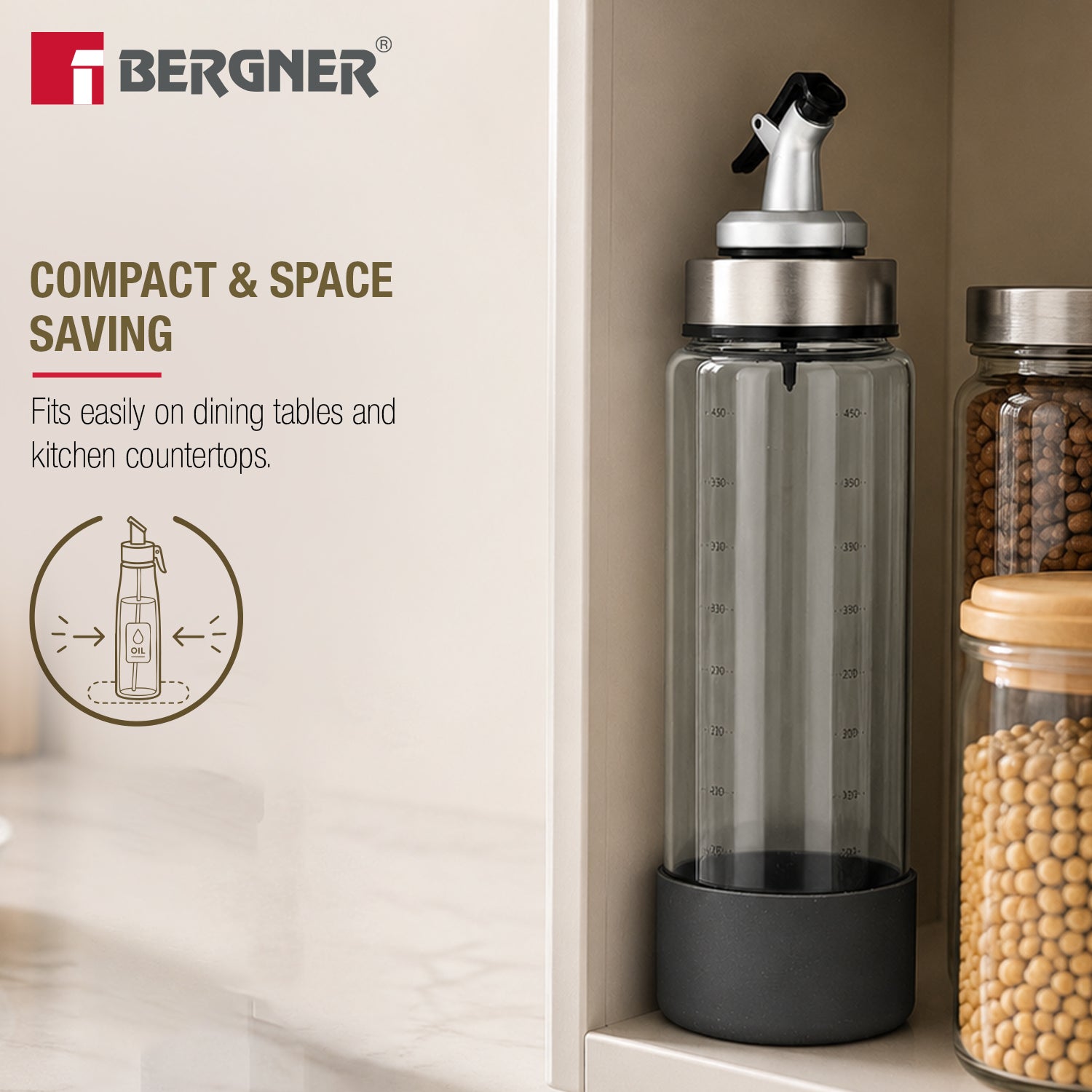 Borosilicate Glass Oil Dispenser (500ml) with Spout Pour