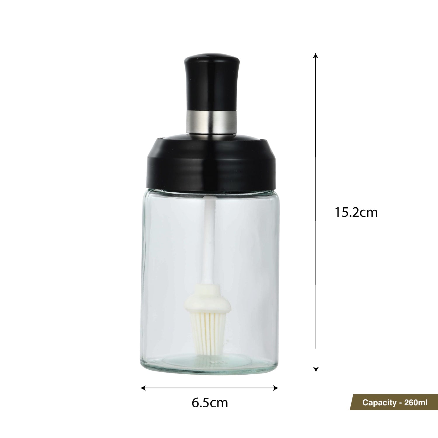 Bergner Glass Oil Dispenser (260ml) with Silicone Brush