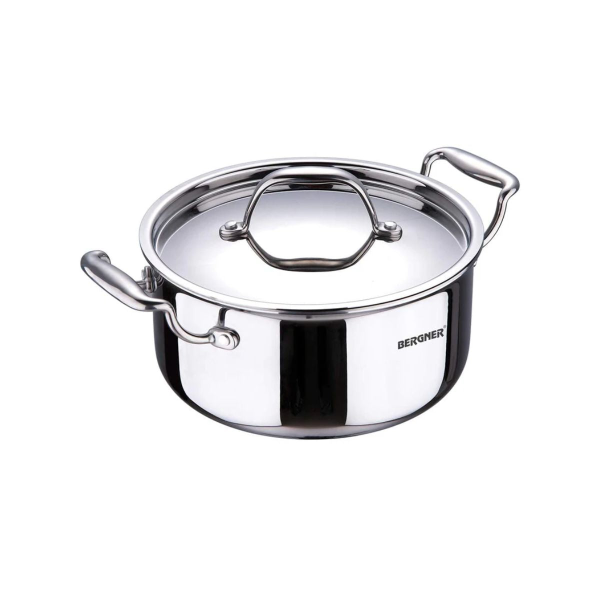 Bergner Argent TriPly Stainless Steel Casserole with Stainless Steel Lid - Induction Bottom