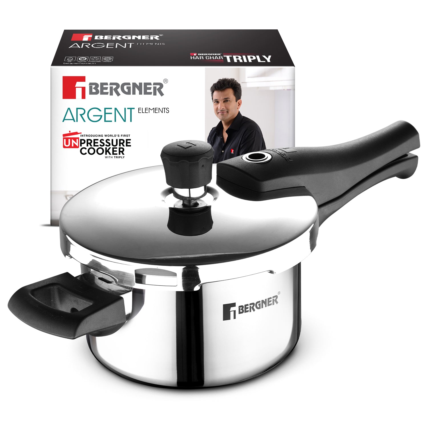 Argent Elements Triply Stainless Steel 1.5 L Outer Lid Pressure Cooker,