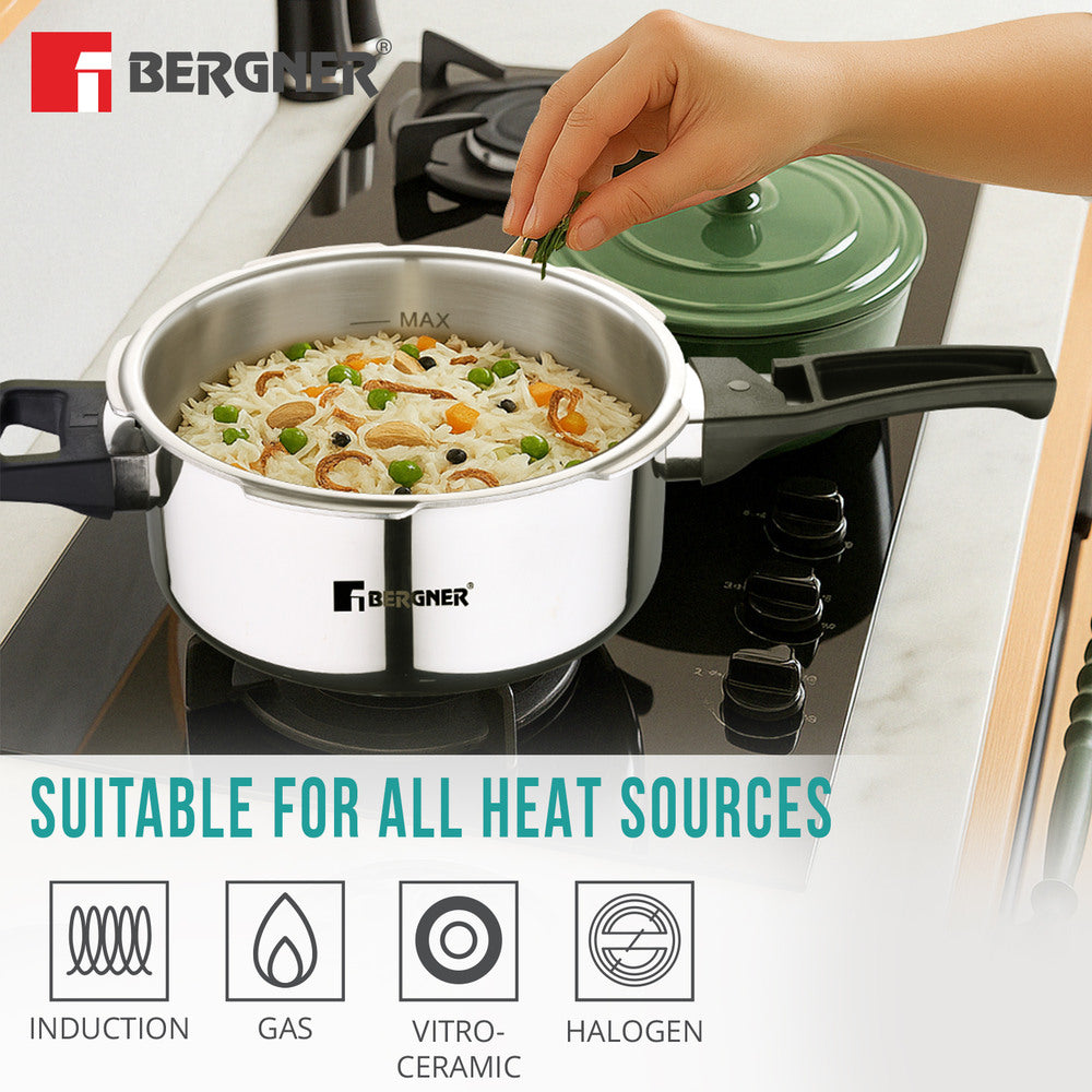 Argent Elements Tri-Ply Stainless Steel Outer Lid Pressure Cooker