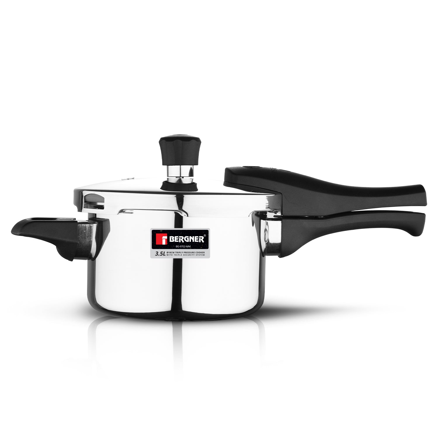 Bergner Argent Elements Tri-Ply Stainless Steel Outer Lid Pressure Cooker - Tri-Ply Induction Bottom