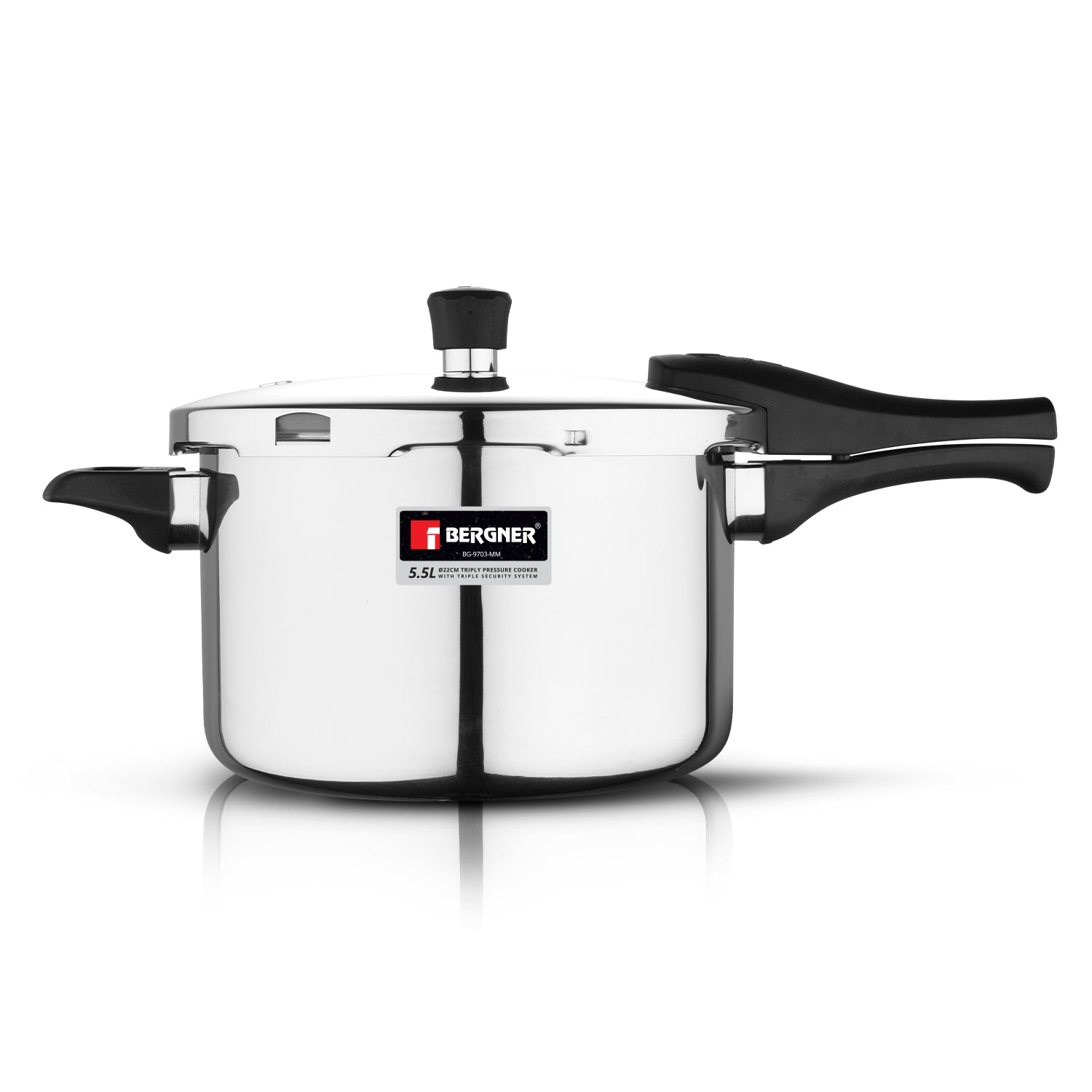 Bergner Argent Elements Tri-Ply Stainless Steel Outer Lid Pressure Cooker - Tri-Ply Induction Bottom