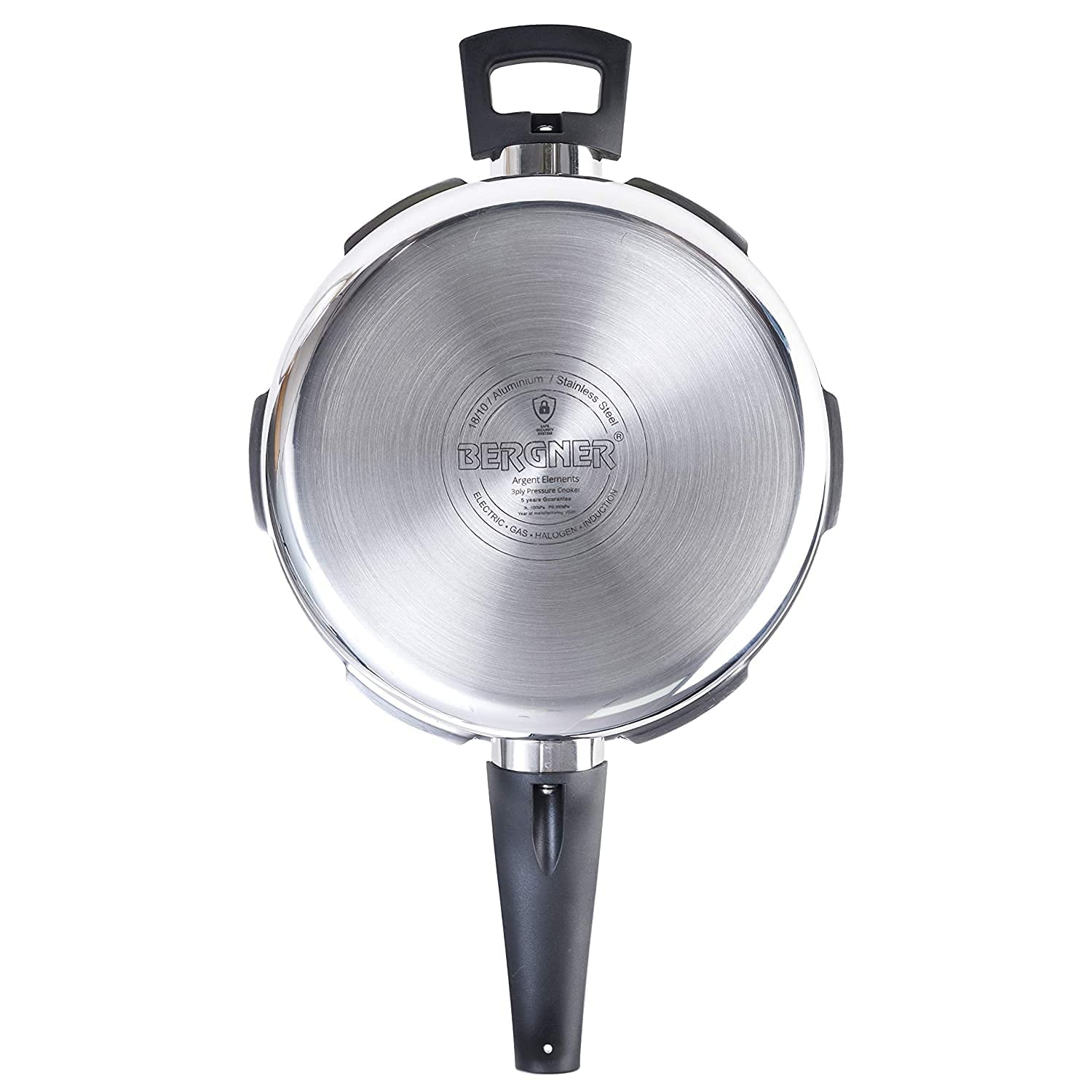 Bergner Argent Elements Tri-Ply Stainless Steel Outer Lid Pressure Pan, Tri-Ply Induction Bottom