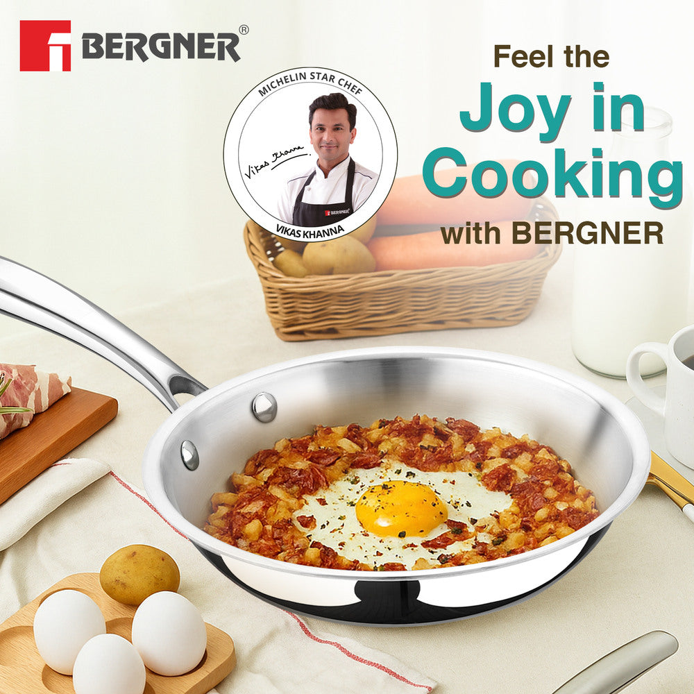 Bergner Argent Tri-Ply Stainless Steel Frypan - Induction Bottom (5-Year Warranty)