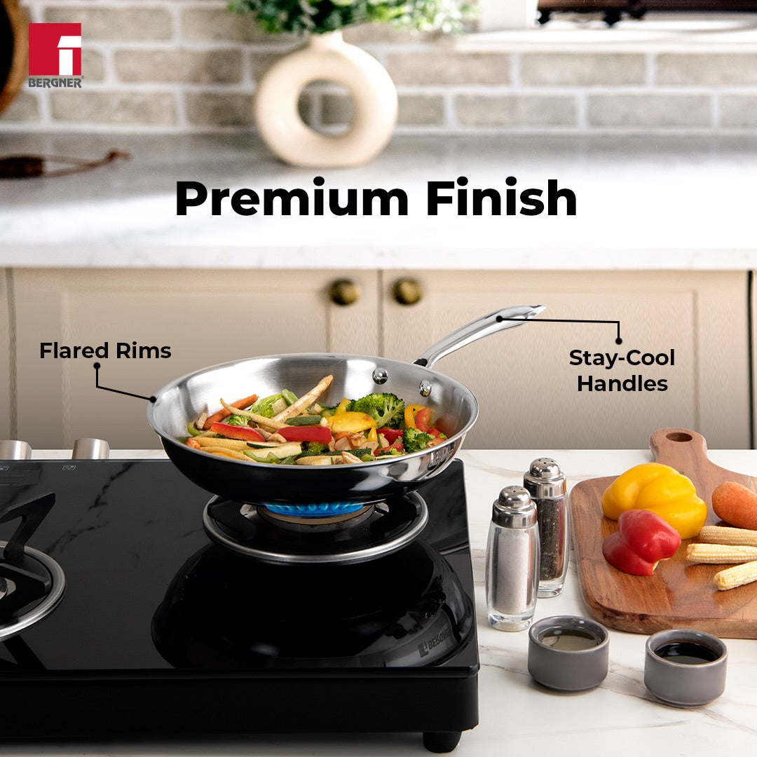 Bergner Argent Tri-Ply Stainless Steel Frypan - Induction Bottom (5-Year Warranty)