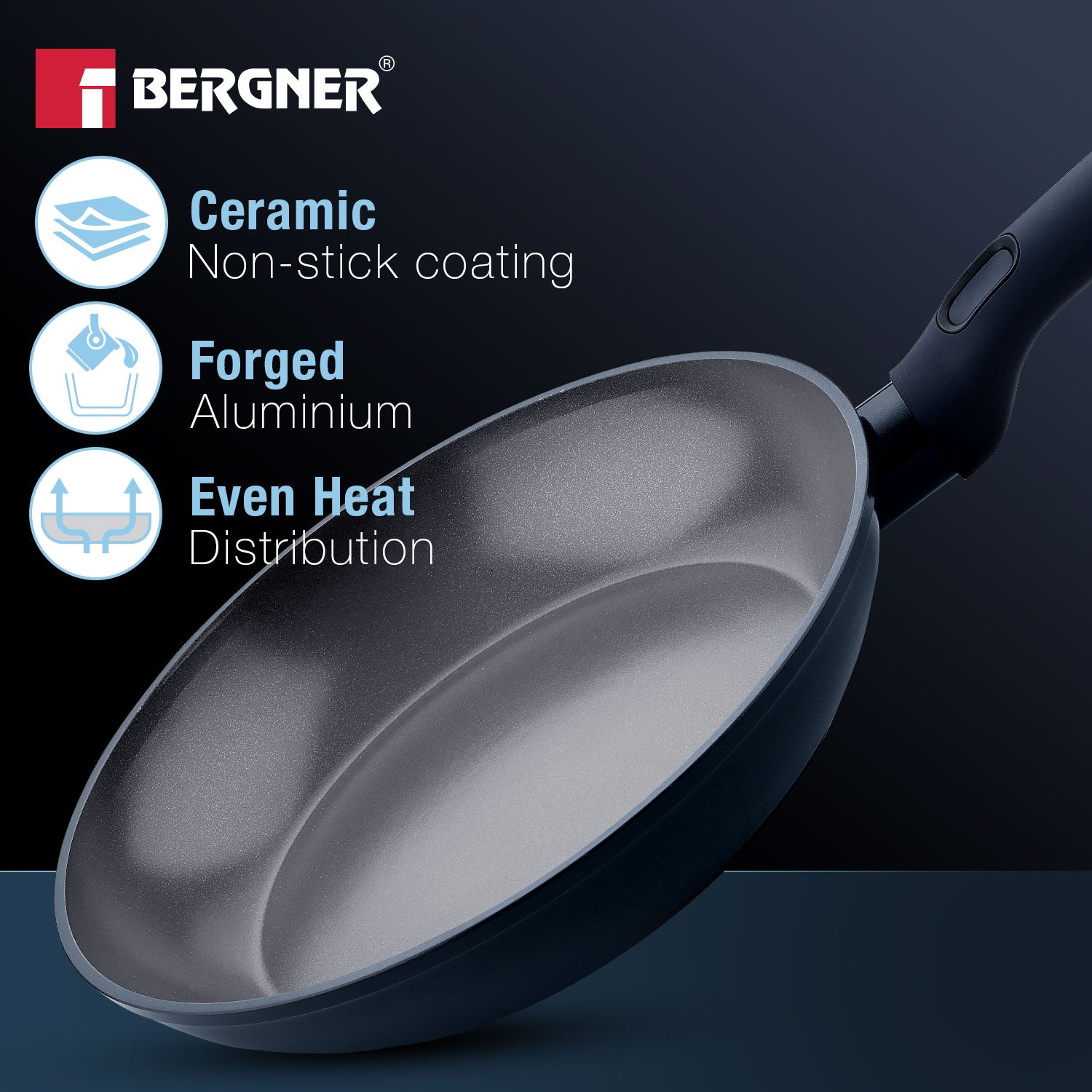 Jade 24cm Frypan with Glass Lid, Ceramic Non-Stick Coating - Induction