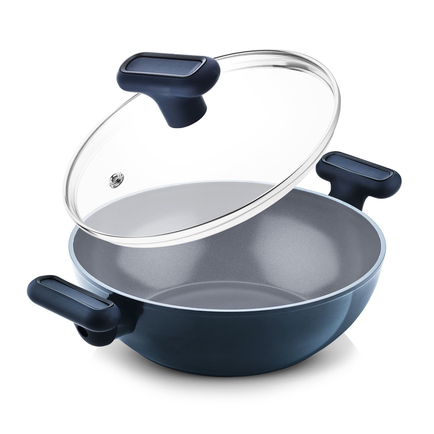 Jade 20cm (1.2L) Kadai with Glass Lid, Ceramic Non-Stick Coating - Induction