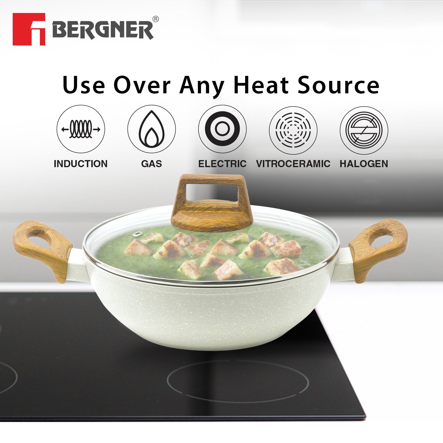 Naturally Cast Aluminum 24cm (2 L) Kadai - Induction Bottom